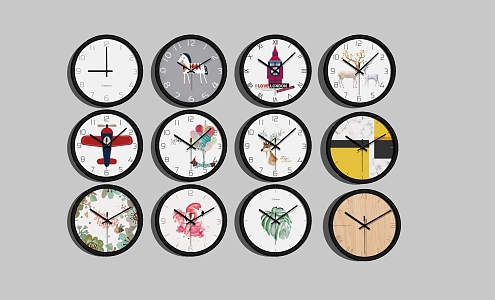 Nordic clock fashion wall clock combination 3d model