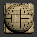 Architectural Geometric Models Cube And Sphere With Beige Grid Texture And Red Lines