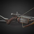 Medieval Crossbow With Metallic Brown Design And Decorative Mechanical Components 3d model