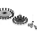 Round Dining Table Set With Multiple Chairs And Marble Top Configurations 3d model