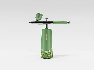 Green Industrial Spray Gun With White Patterns Black Nozzle And Handle 3d model