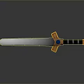 Golden Hilt Sword With Blue Gemstone Black Handle And Metallic Blade