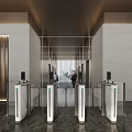 Modern Front Desk Reception Area With Circular Counter Green Plants And Reception Staff