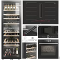 Sleek Modern Black Kitchen Appliances With Wine Cooler Oven And Microwave
