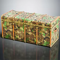 Camouflage Storage Box With Metal Latches And Vintage Design Details