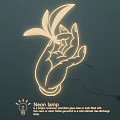 Hand Shaped Neon Lamp With Leaves Illuminated Modern Home Decor Lighting