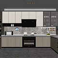 Modern Kitchen Interior With Dark Cabinets Stainless Steel Appliances And Stone Island Countertop