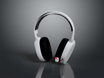 White Wireless PC Gaming Headset With RGB Light And Comfortable Ear Cushions 3d model