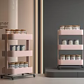 Modern Designer Rolling Storage Racks With Multiple Shelves For Home Jar Storage