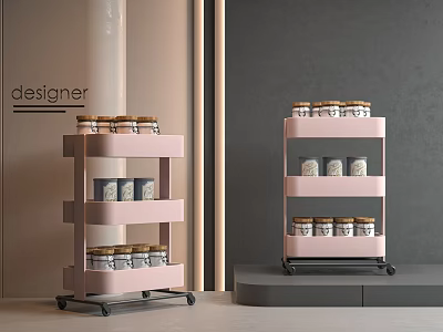 Modern Designer Rolling Storage Racks With Multiple Shelves For Home Jar Storage 3d model