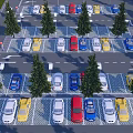 Eco Friendly Parking Lot Design With Lush Trees And Parked Cars