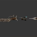 Ancient Medieval Weapons Crossbow Axe And Dagger With Carved Wooden Handles And Decorative Blades