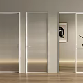 Modern Glass Sliding Doors With Vertical Stripes Enhancing Light In Minimalist Interior Space