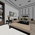 Modern Public Office Space With Workstations Computers Black Chairs Sofa And Decorative Paintings