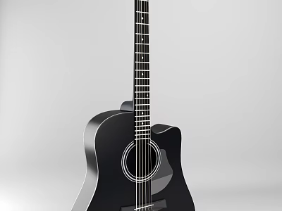 Black Acoustic Guitar Musical Instrument With Modern Sleek Design And High Quality Build 3d model