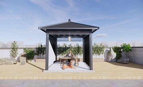 Aluminum alloy pavilion with four corners 3d model