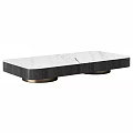 Modern Coffee Table Design With Marble Veined Top Black Frame And Gold Base