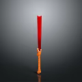 Traditional Weapon Knife With Red Blade And Wooden Handle Design
