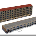 Yellow Multi story Residential Building With Red Roof And Numerous Windows