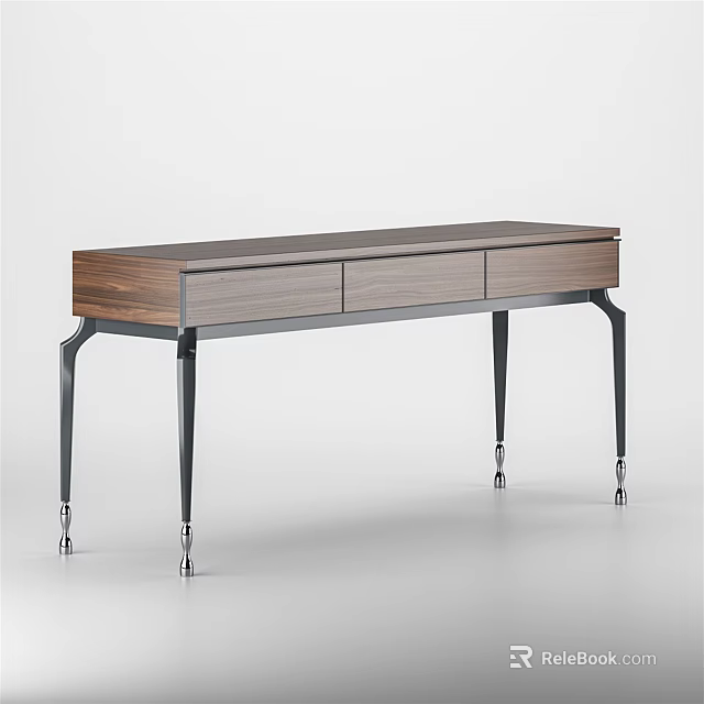 Modern Wooden Console Cabinet With Sleek Design And Metal Legs For Entryway Decor 3d model 