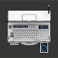 Portable Tech Device With Antenna Screen Green Interface And Gear Icon