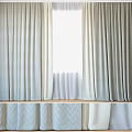 Elegant Light Colored Curtains With Chevron Pattern And Sheer Layers For Window 3d model