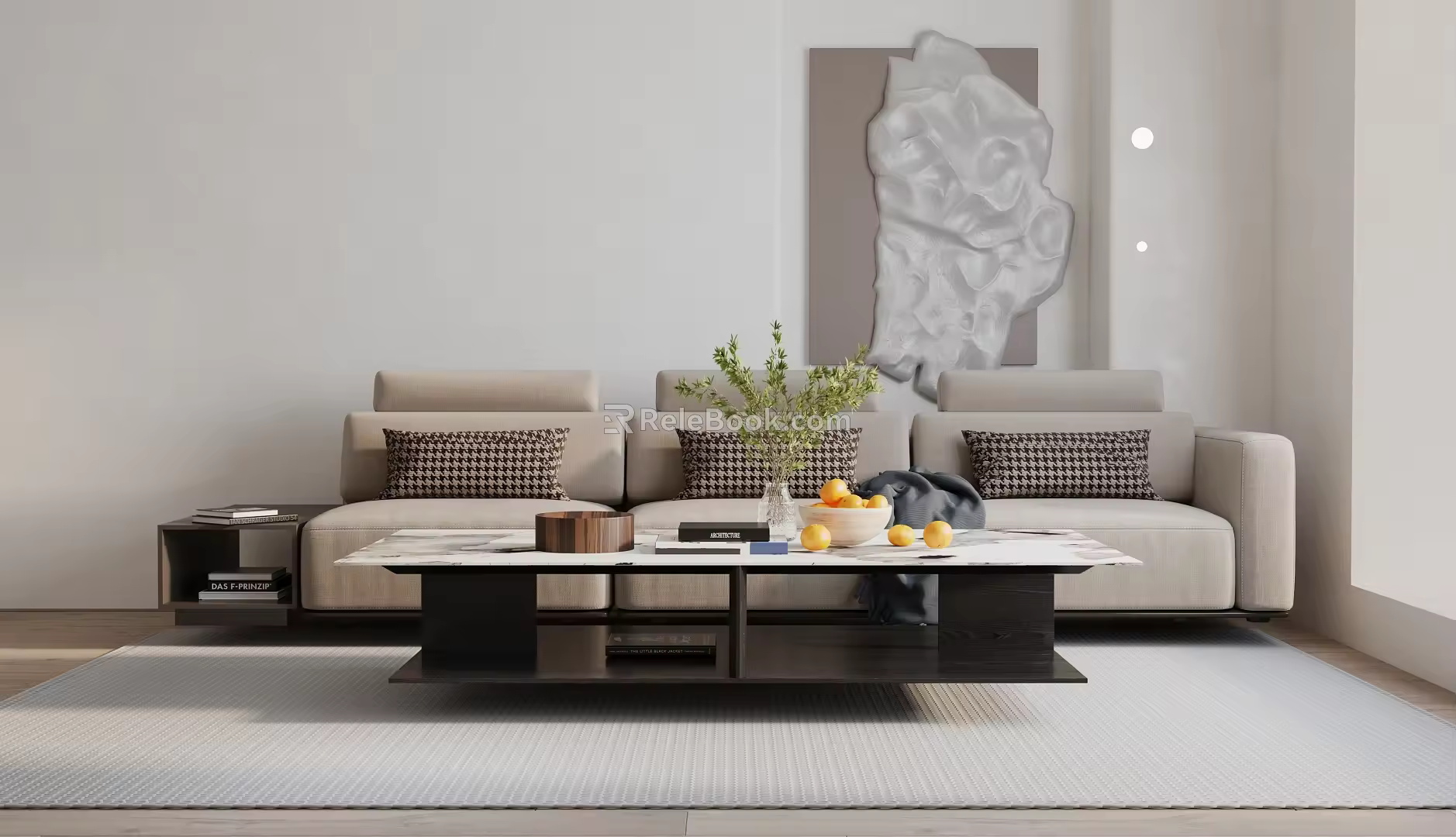 Modern Three-Seat Sofa Combination 3d model