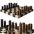 Wooden Chess Board Game With Black And White Squares And Carved Pieces For Entertainment