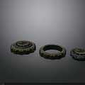Circular Mechanical Gear Components with Metallic Rim and Blue Center Design