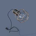 Outdoor Light With Geometric Metal Frame Exposed Bulb And Plug In Design