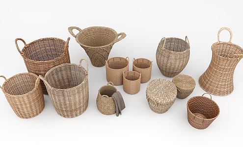 Modern Storage Basket Woven Basket Combination 3d model