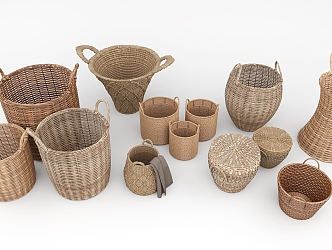 Modern Storage Basket Woven Basket Combination 3d model