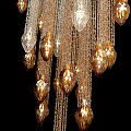 Luxury Crystal Chandelier With Gold Chains And Sparkling Teardrop Pendants
