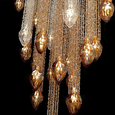 Luxury Crystal Chandelier With Gold Chains And Sparkling Teardrop Pendants 3d model