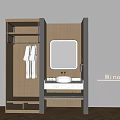 Modern Wooden Wardrobe with Mirror Sink Hanging Area and Storage