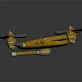Yellow Space Drone With Four Propellers For Cosmic Exploration Missions