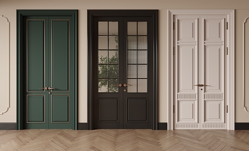 French double door double door 3d model