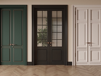 French double door double door 3d model