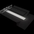 Industrial Mechanical Conveyor System With Long Illuminated Path And Control Panels