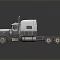 Classic Silver Gray Semi Truck Cab With Dual Wheels And Sleek Design