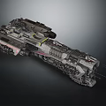 Futuristic Large Starship Model With Detailed Military Structure And Engine Systems