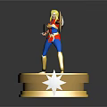 Female Superhero Figurine On Golden Base With Shield Sword And Star Decoration