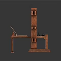 Vintage Wooden Printing Press With Paper Ink Bottle And Ink Balls