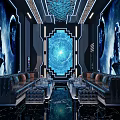 Modern KTV Interior Design With Starry Sky Walls Leather Sofas And LED Lighting 3d model