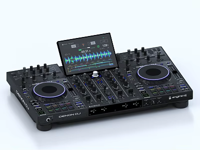 Professional Commercial DJ Mixer with HD Display Knobs Faders and Control Panel 3d model