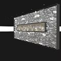 Textured Background Wall With Metallic Wavy Design And Decorative Landscape Art