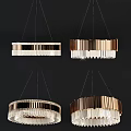 Modern Crystal Chandeliers With Different Shapes Rectangular Circular And Metal Frame Design 3d model