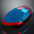 Red And Blue Cosmic Spacecraft With Geometric Cut Transparent Surface Design 3d model