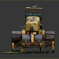 Vintage American Roller DC92 Model Yellow Steam Roller on Green Grass Base