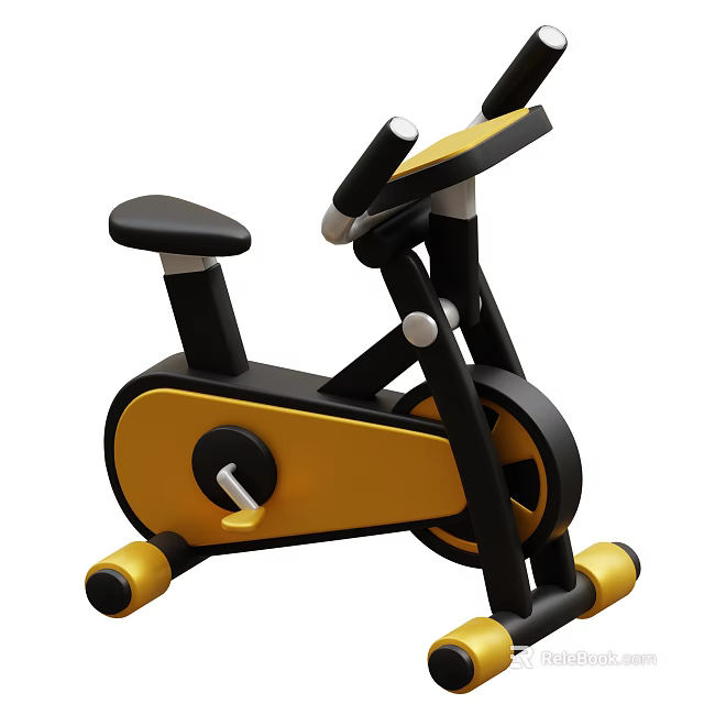 Black And Yellow Stationary Exercise Bike For Indoor Fitness Workout Equipment 3d model 